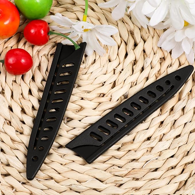 2 Pcs Knife Sheath Blade Protector Kitchen Safety Knife Covers or Sleeves for 5 inch Paring Knives Universal Black Plastic Knives Guards for Kitchen