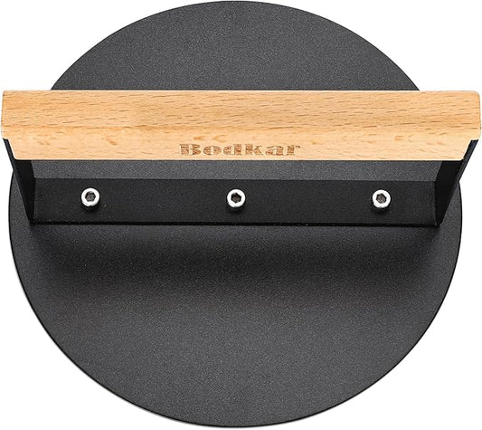 Smash Burger Press 6 inch, Round Burger Smasher Grill Press for Griddle Bacon Press Meat Steak Press with Wood Handle