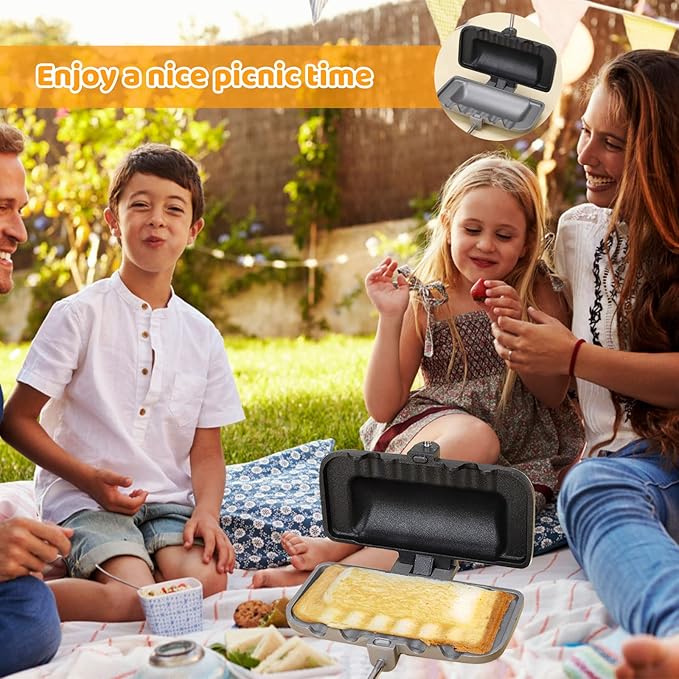 Longzhuo Double-Sided Removable Sandwich Baking Pan, Non Stick Frying Pan, Grilled Cheese Maker,Flip Grill Pan, Sandwich Baking Tray for Pancakes, Omelets, and Hot Dog Toast