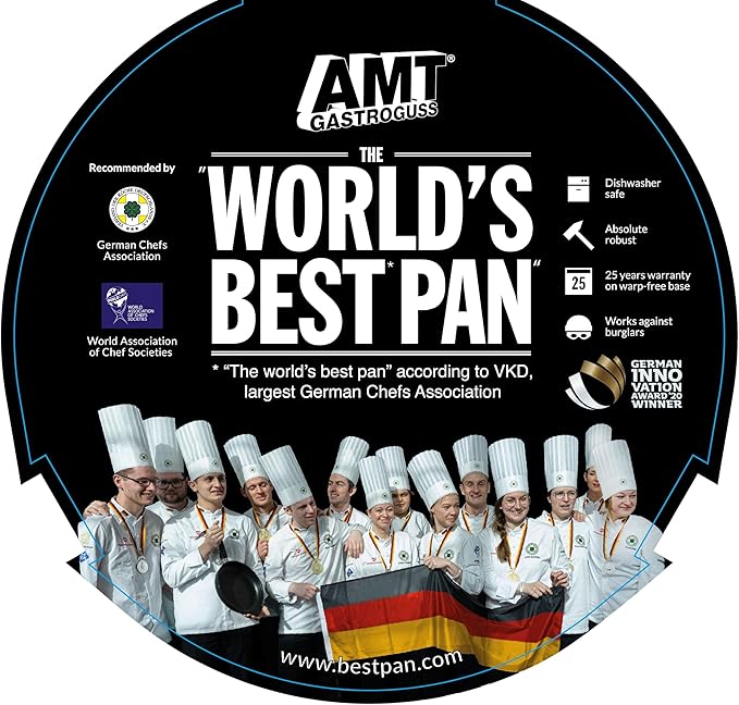 AMT Gastroguss The World´S [.] Saute pan for Induction, Diameter 24 cmh Height 6 cm, die-cast Aluminium, Lotan® Non-Stick Coating for Fat-Free-Frying, AMZN-I-624-US