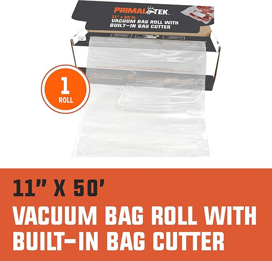 11” x 50’ Vacuum Bag Roll with Built-In Bag Cutter – User Friendly for Food Preservation – Microwave, Freezer and Boil Safe, BPA-Free, Compatible with any Vacuum Sealer Machine