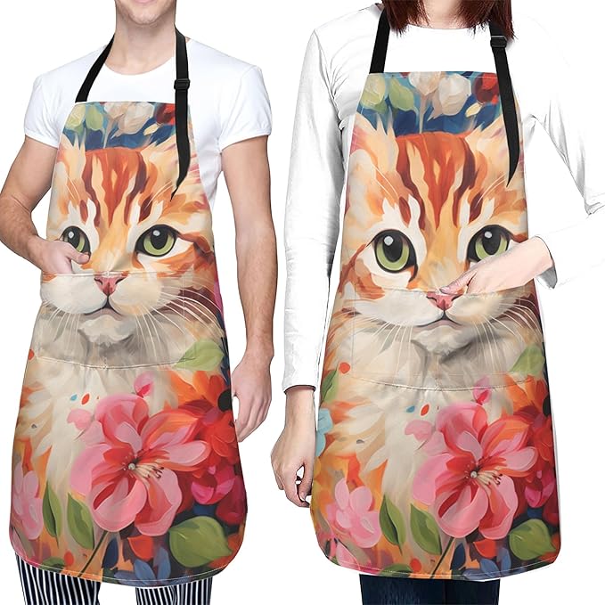 Apron with Pockets Aprons for Women Men Kitchen Chef Apron for Cooking Gardening Server Waitress Painting