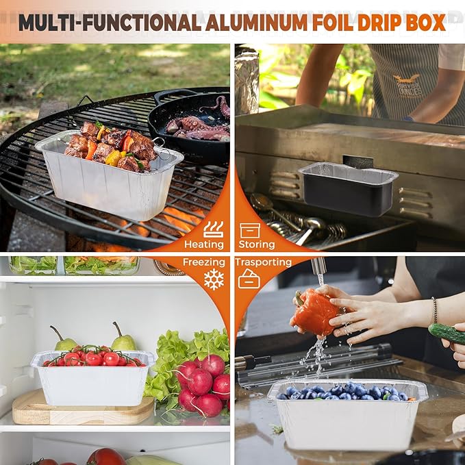 Ziopetru Grease Cup & Drip Tray Set - Universal Grease Catcher Compatible with 17/22/28/36" Blackstone Griddles - Includes 10 Foil Liners for Easy Grease Collection