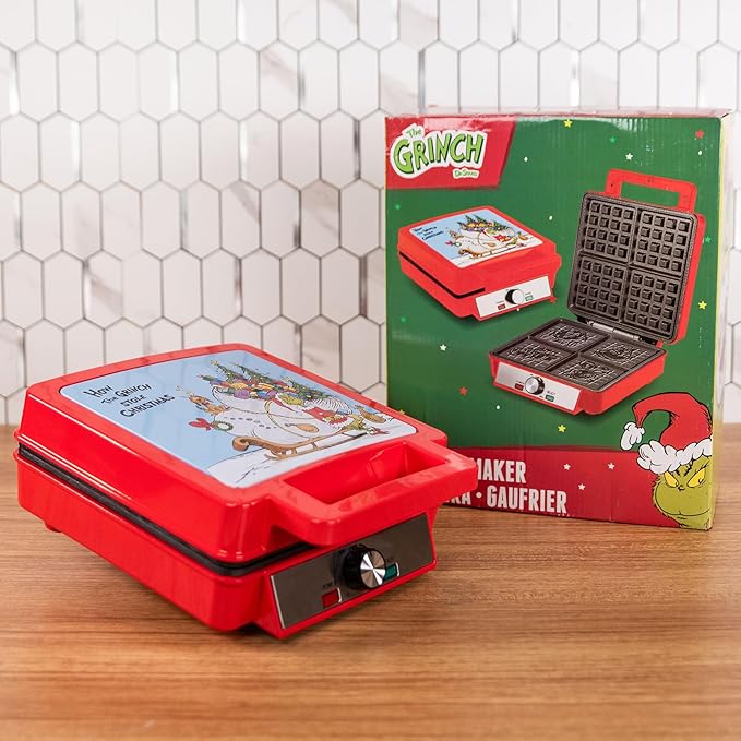 Uncanny Brands The Grinch Deluxe Waffler - Grinch Images on Your Waffles