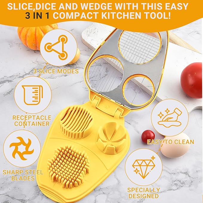 1 Pack Egg Slicer with 3 Cutting Options, Stainless Steel Wire Egg Cutter for Hard Boiled Eggs, Soft Fruits, Vegetables and Mushrooms, Kitchen Prep Tool