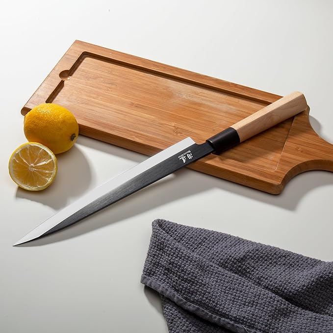 SHANGDAO Sashimi Sushi Knife - 10 Inch Fish Cutting & Filleting Knife, German Steel & Traditional Wooden Handle, Gift Box