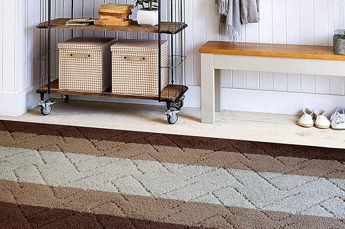 Custom Size Hallway Runner Rug Brown-Beige Color 31 inch Wide Select Your Length Non-Slip (Skid Resistance) Rubber Backing 16 feet x 31 inch