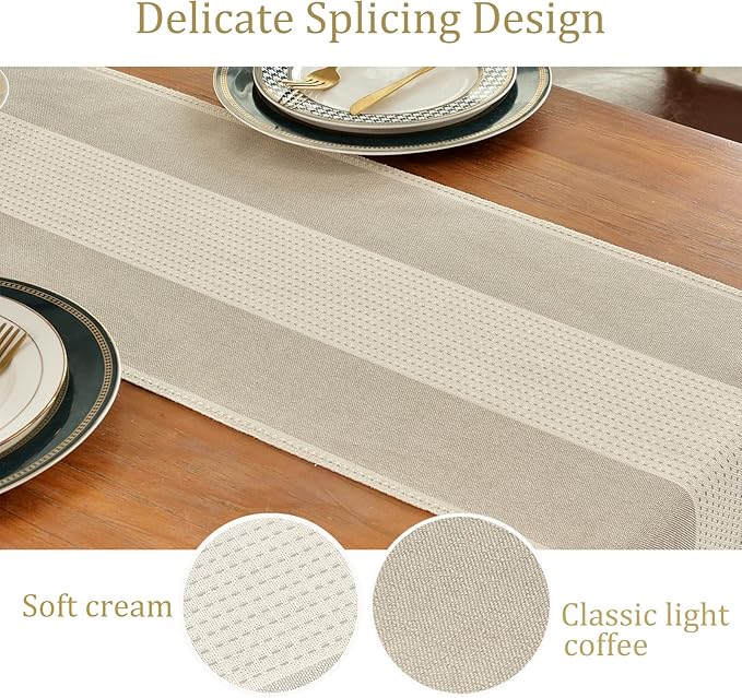 Wracra Linen Table Runner, Farmhouse Macrame Table Runners 36 Inches Long for Dining Table Decor, Wedding, Party and Dresser Decor (Coffee,36")