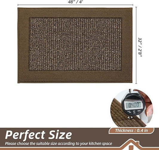 BEQHAUSE Kitchen Rugs 32"x48", Kitchen Runner Rug Non-Slip Kitchen Mats for Floor, Absorbent and Stain Resistant Kitchen Mats, Machine Washable Rugs for Kitchen, Hallway, Laundry & Sink, Brown