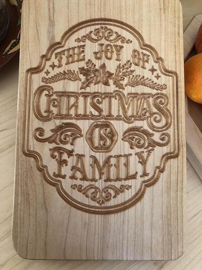 The Joy of Christmas is Family old-fashioned solid maple wood paddle Cutting Board