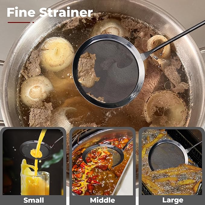 MARTE Kitchen Cooking Utensils Set with Utensil Holder, 8 Pcs Kitchen Serving Tool,18/10 Stainless Steel Cooking Spatula Set,Spatula,Soup Ladle, Skimmer Spoon,Slotted Tunner,Fine Mesh Food Strainer