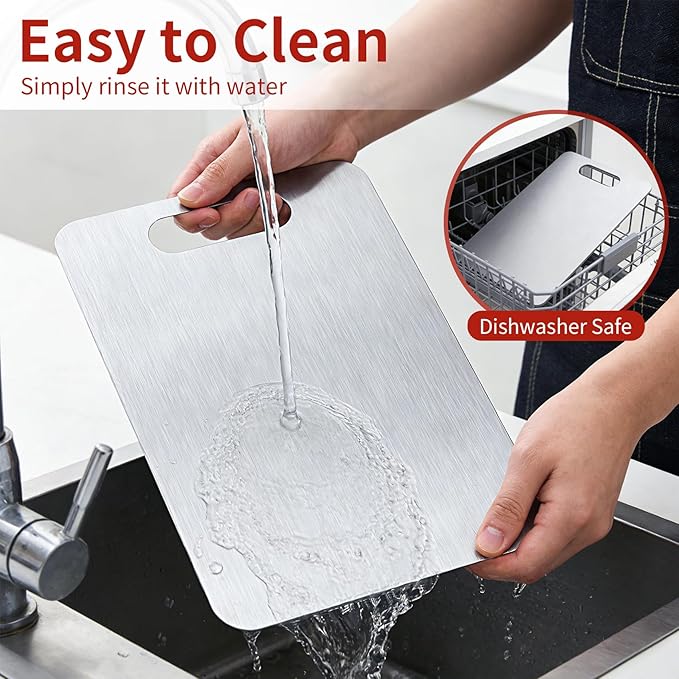 Titanium Cutting Board - 2026 New Upgrade 100% Pure Titanium Cutting Boards for Kitchen Double Sided Non Toxic Titanware Cutting Board,Hygiene Durable Dishwasher Safe Chopping Board(13.7" x 9")