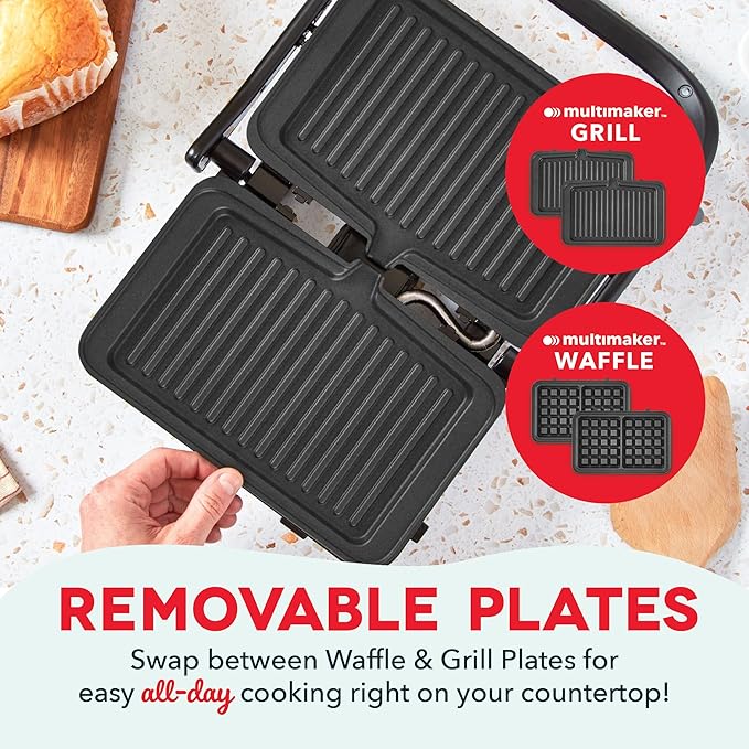 MultiMaker® Flex Press Grill System, Grill + Waffle, Removable Plates - Graphite