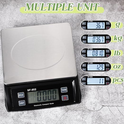 Copkim Large Digital Kitchen Scale 66LB 30kg Commercial Food Scale Stainless Bread Scale with LCD Display Commercial Weighing Devices for Baking Cooking(Black)