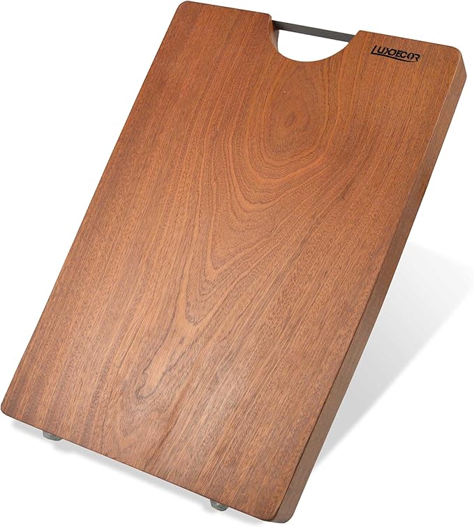 Solid Wood Cutting Board One Piece Cutting Boards Made of Entire Piece Sapele Wood, Hardwood Cutting Board Heavy Duty 15 * 11 * 1 In (No Glue)