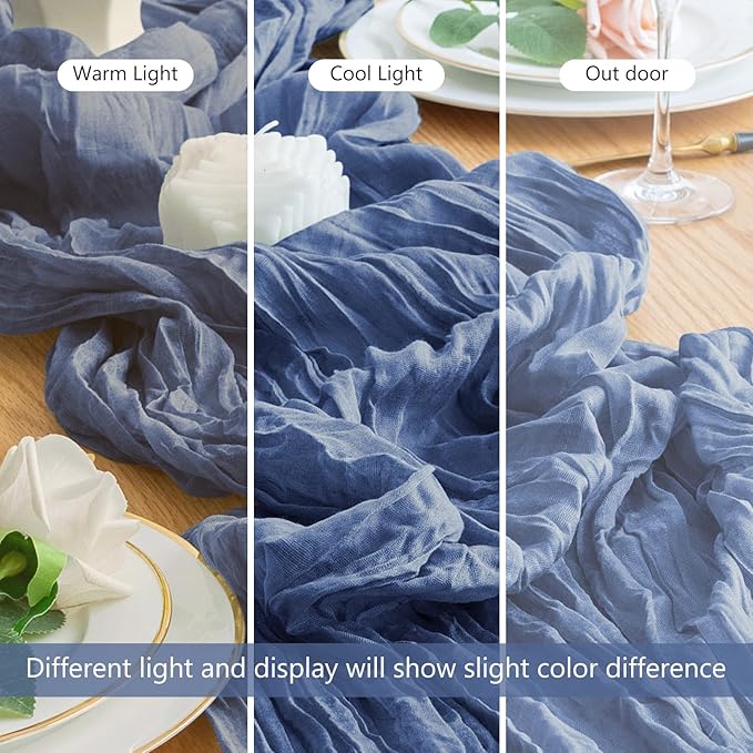 Wokceer Cheesecloth Table Runner 6Pack 10FT Blue Christmas Gauze Cheese Cloth Table Runner for Party Long Rustic Sheer Table Runners for Baby Bridal Shower Wedding Easter Table Decor