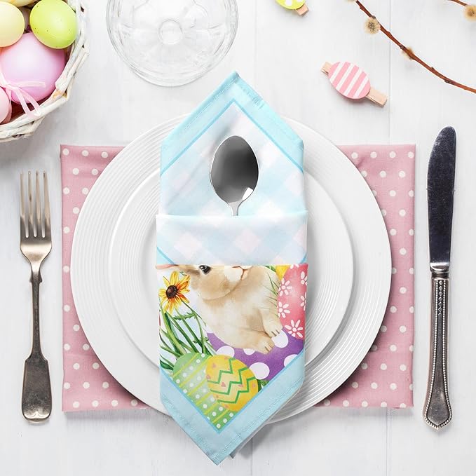 Easter Bunny Napkins, 18×18 Inch Egg Flower Butterfly Dinner Cloth Napkin Set of 10, Washable Cotton Soft Absorbent Square Napkins for Dining Kitchen Party Wedding Decoration