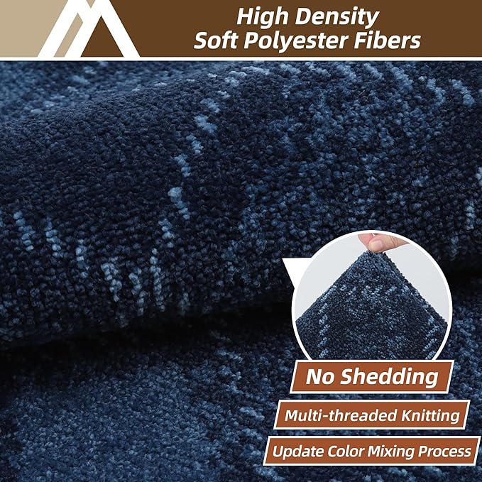 COSY HOMEER Kitchen Rugs and Mats Sets 2PCS Non-Slip Soft Kitchen Mats for Floor Absorbent and Stain Resistant Kitchen Floor Mat Washable Plaid Rugs for Kitchen,20"x32"+20"x48",Navy Blue