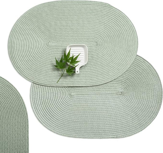 AHHFSMEI Placemats Set of 8 for Dining Table Washable Woven Non-Slip 18x12 inches Placemat Heat-Resistant Durable Table Mats for Dining Table Easy to Clean (Sage Green, 8)