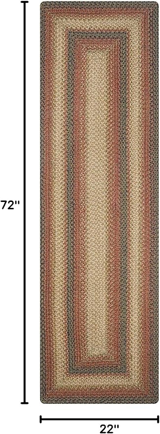 Russet Jute Braided Runner Rug 22x72 - Ideal as Multicolor Braided Rugs Runner for Kitchen, Entryway and Bathroom