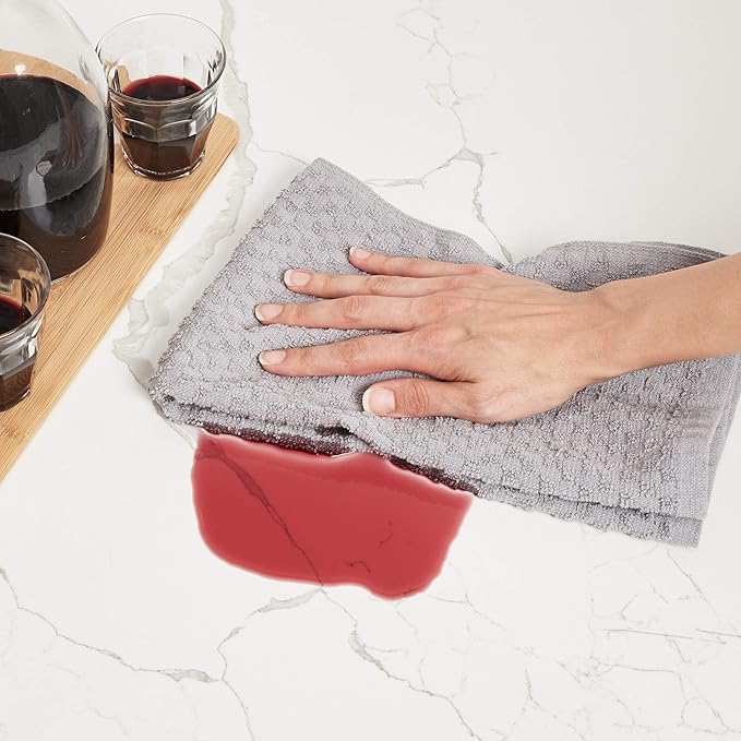 Kitchen Towels - Dish Towels and Dish Cloths - Hand Towel and Dishcloths Sets - 100% Soft Ring Spun Combed Cotton - Great for Cooking in Kitchen or Household Cleaning - Size 15" x 25" (Grey, 24)