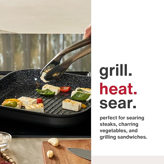 Zyliss Ultimate Ceramic Cookware - Non-Stick Grilling Pan for Healthy Meal Prep - Quick-Heat & Easy-to-Clean - Grill Pan, 10.2 Inches