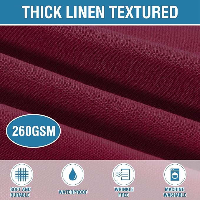 H.VERSAILTEX Linen Textured Table Cloths 60 x 84 Inch Premium Solid Tablecloth Spill-Proof Waterproof Table Cover for Dining Buffet Feature Extra Soft and Thick Fabric Wrinkle Free, Christmas Red