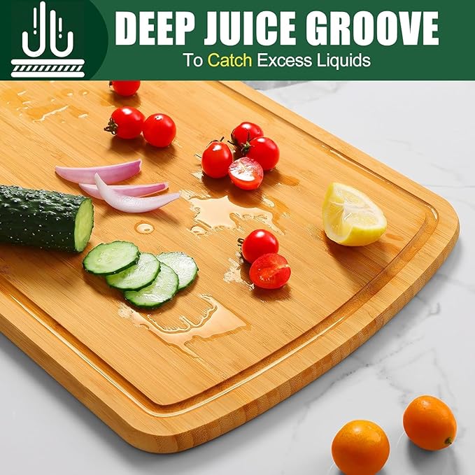 DYTesa Cutting Board, 24inch Bamboo Cutting Board, Bamboo Wooden Cutting Boards for Kitchen, Ideal Charcuterie & Chopping for Meat, Vegetables and Fruits Ideal Kitchen Gifts