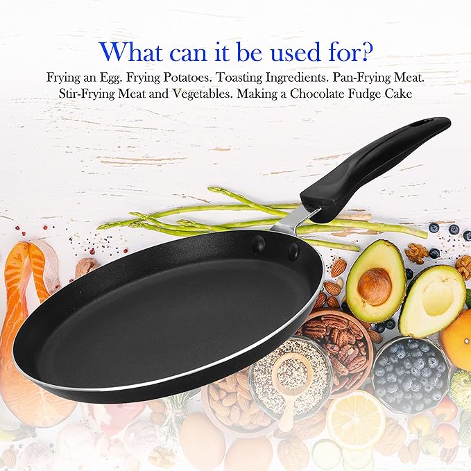 Alpine Cuisine Griddle Pan Aluminum 13in Nonstick Coating, Griddle Pan for Stove Top with Stay Cool Handle, PFOA Free, Durable Nonstick Cookware - Dishwasher Safe - Gray