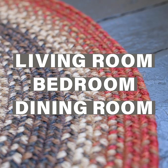 Homespice Chester Oval Woven Rug 5x8' - Cabin Style Natural Rugs for Living Room and Bedroom