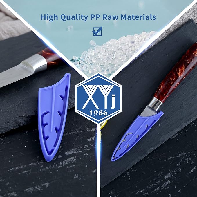 XYJ 2pcs/set Safety Knife Covers Sleeves Knives Edge Guard, Universal Knife Sheath, Fruit, Utility, Paring Knife Case Blue (For 3.5'' Paring Knife)