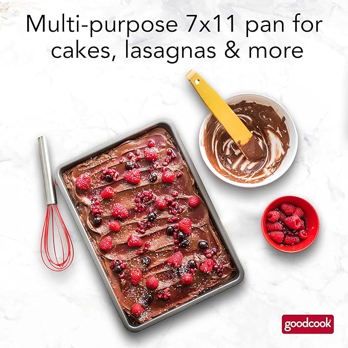 GoodCook 11" x 7" Nonstick Steel Cake Baking Pan, Multipurpose Nonstick Baking Pan for Brownies, Biscuits, and Cake, Gray