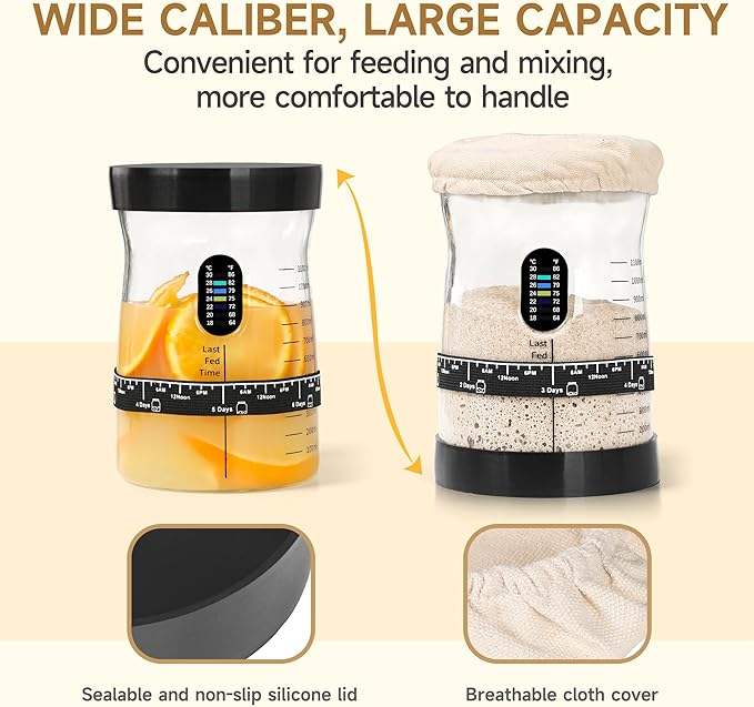 Sourdough Starter Kit -50 Oz Wide Bore and Large Capacity Sourdough Starter Jar- Perfect Sourdough Bread Baking Supplies, Baking Gifts(1 Jar)