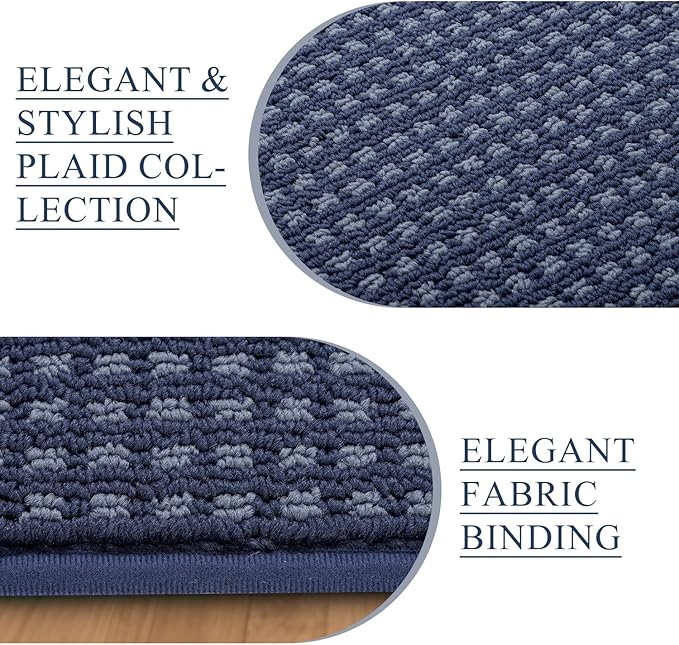 Kitchen Rugs,Non Slip Absorbent Kitchen Mats for Floor-Thick Stain Resistant Washable Kitchen Floor Mat Runner Carpet for Hallways,Entryway,Laundry Room,Sink(17"x29"+17"x59",Navy Blue,Roll Package)