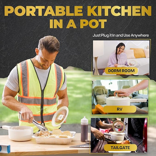 Electric Hot Pot for Cooking, Portable Hotpot Pot Electric Cooker Frying Pan for Dorm Room Essentials, Camping, RVs - 2024 Model