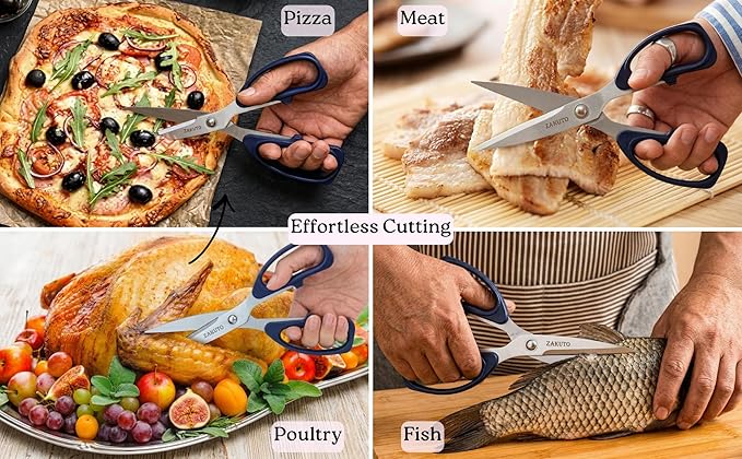 Kitchen Scissors 2-Pack – Heavy Duty Meat Cutting Shears for Chicken, BBQ, Poultry & Fish | Multipurpose Food Scissors Set with Non-Slip Handles | Stainless Steel Herb & Vegetable Shears