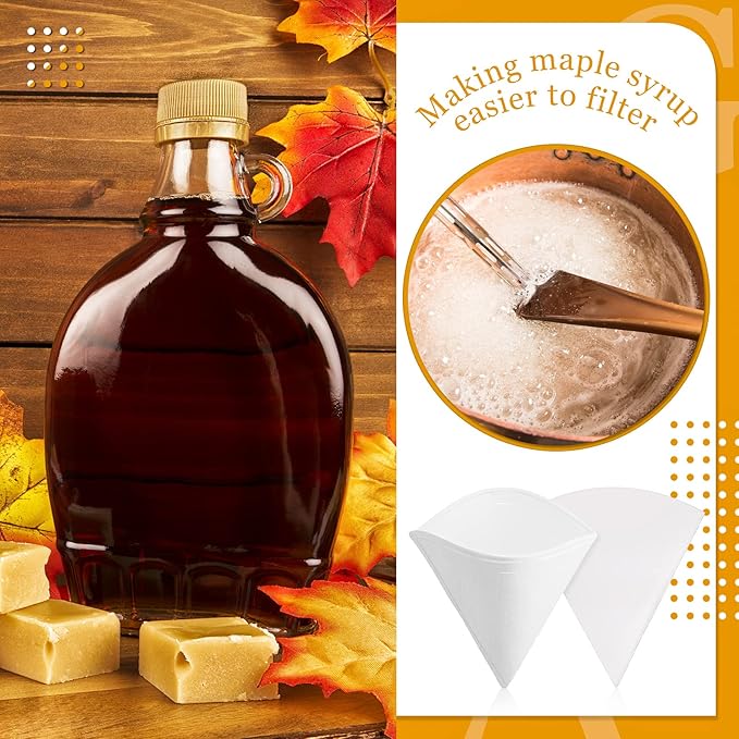 12 Pieces Maple Syrup Filter Set Maple Syrup Reusable Synthetic and Pre Filters Cone for Sap Collection Non Woven Cooking Oil Grease Strainer for Hotels Restaurants Cafe Food Trucks Kitchens