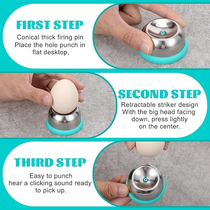 Egg Piercer with Retractable Pin, Stainless Steel Egg Poker for Hard Boiled Eggs, Great Eggshell Peeler Tool to Get Good Hard Boiled Eggs, Egg Piercer Hole Seperater for Quick Peel Anti-Burst