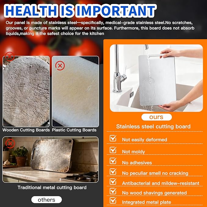 Titanium Cutting Board Set of 3, Food-Grade Titanium Cutting Boards for Kitchen
