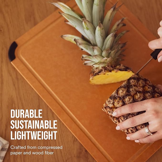 Public Goods Wood Cutting Board | Large Cutting Board for Kitchen | Made From Wood Fiber and Paper Composite | Non-Slip Silicone Corners | Dishwasher Safe, Durable, and Knife-Friendly | 17.3" x 12.8"