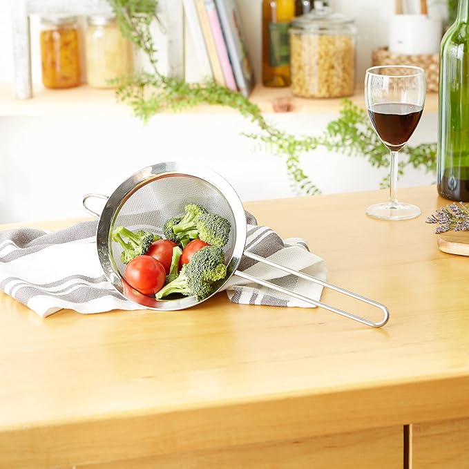 RSVP International Endurance Kitchen Collection, Stainless Steel Fine Mesh Conical Sieve/Colander, Multi-Purpose for Cooking, Baking, Loose Leaf Tea, Bar Strainer Cocktails, 6.25-Inch