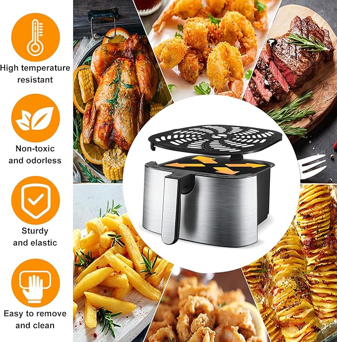 GWBSXM Air Fryer Grill Pan for Gourmia GAF856 GAF826 8QT, Nonstick 9.8''*9.8'' Square Air Fryer Replacement Parts Accessories Rack Tray Grill Plate Crisper Plate