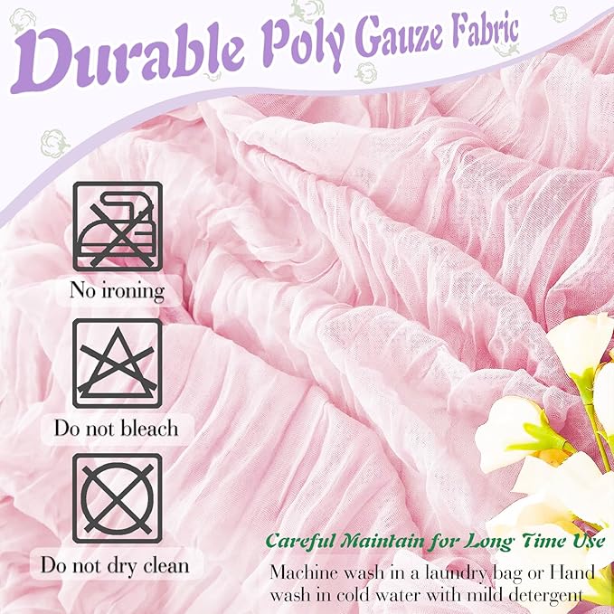Pink Cheesecloth Table Runner 2 Pack 35" Boho Gauze Runner 120 inches Long Runner Rustic Sheer Fabric Bulk for Boho Baby Shower Wedding Bridal Birthday Party Table Decorations