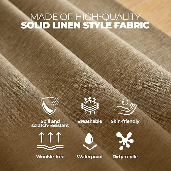 Waterproof Round Tablecloth for Round Dining Table, Decorative Rustic Soft Wipeable Table Cloths Cover Indoor Outdoor Use for Holiday,Wedding, Kitchen (70 Inch,Round (4-6 Seats),Natural)