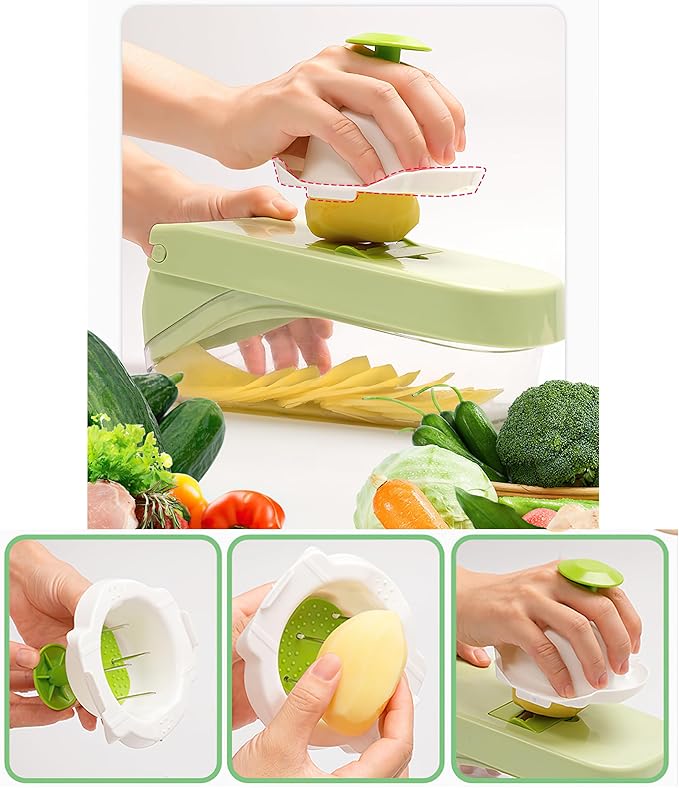 Vegetable Chopper,Onion Chopper, 17 in 1 Professional Mandoline Slicer for Kitchen,Multifunctional Food Chopper,Cheese Grater,Veggie Chopper with Container - Kitchen Gadgets - Home Essentials
