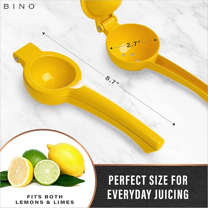 BINO Aluminum Alloy Lemon Juicer - Yellow | Citrus Squeezer Press | Manual Hand Juicer Tool for Squeezing Fruit Juice | Hand Press Juicing Tool for Lemon & LIme | Orange Squeezer | Kitchen Tools