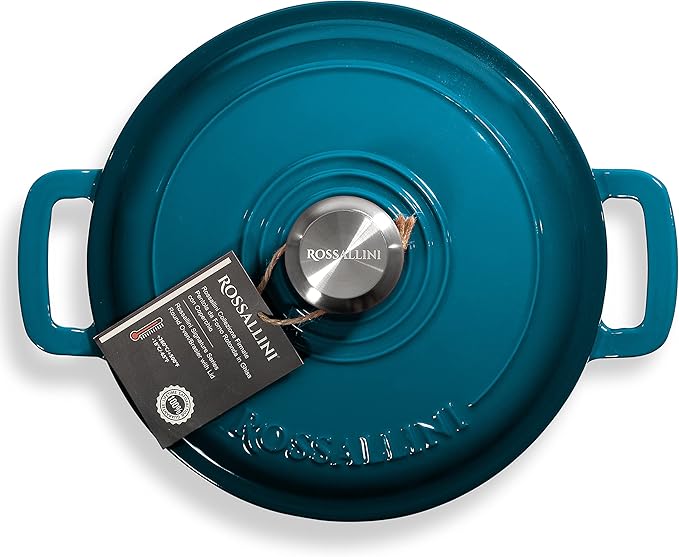 Rossallini Enameled Cast Iron Round Dutch Oven - Parent (7.4Q (7L), Ocean Blue)