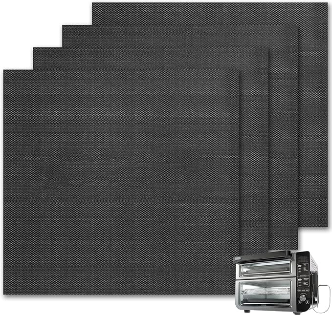 GWYSY 4-Pack Fiberglass Air Fryer Mats 12"x12.6" For Ninja DCT451 Compatible Oven Liners for Bottom of OvenReusable & Heavy-Duty for Even Cooking
