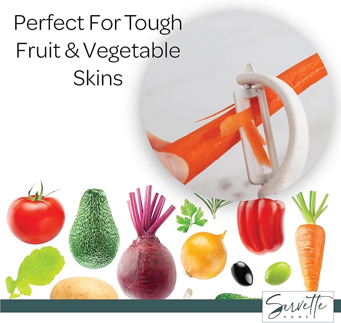 Fruit and Vegetable Peelers with Stainless Steel or Ceramic Blades, Wheat Straw Handles (Ceramic)
