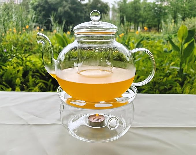 Stovetop & Microwave Safe Glass Teapot (40 oz) with Removable Loose Tea Glass Infuser,Borosilicate Glass Tea Kettle and Tea Maker, transparency